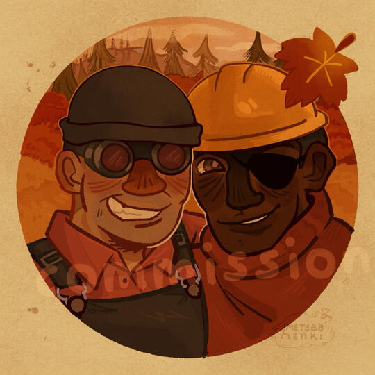 clean, scenary, two characters